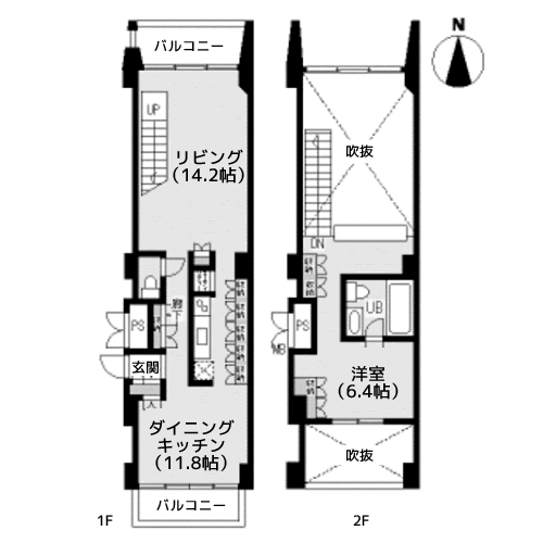 Dメゾネットタイプ - 間取り図