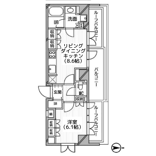 アーデン木場 - 1LDK 41.14㎡ 間取り図