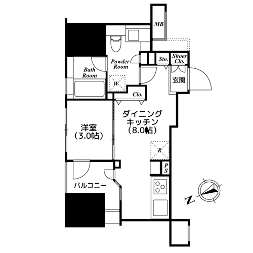 朝日マンション五反田 - 間取り図