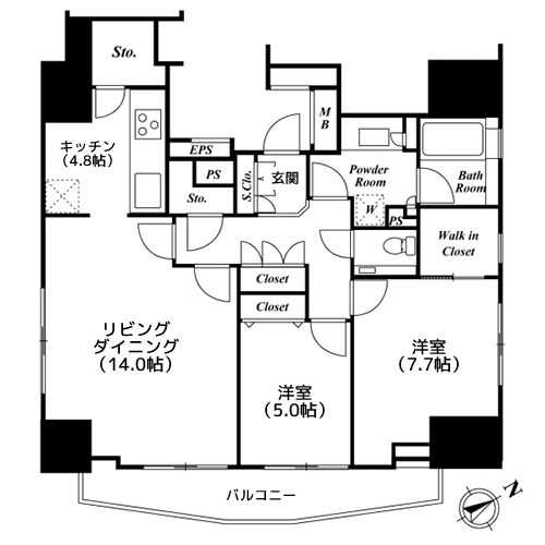 朝日マンション五反田 - 間取り図