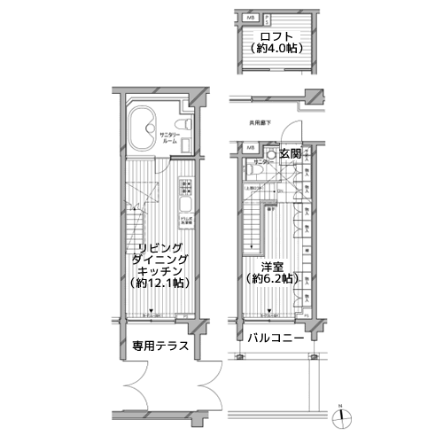 カスタリア麻布十番七面坂 - 間取り図