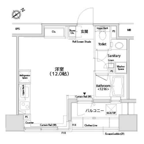 カスタリア目黒かむろ坂 - RE-B間取り図