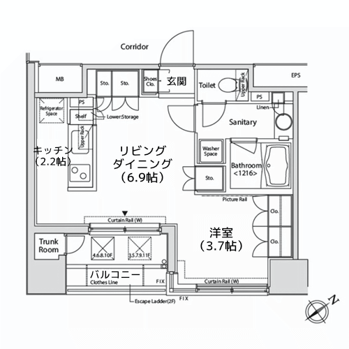 カスタリア目黒かむろ坂 - 間取り図