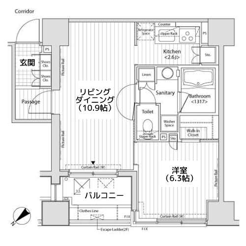 カスタリア目黒かむろ坂 - 間取り図