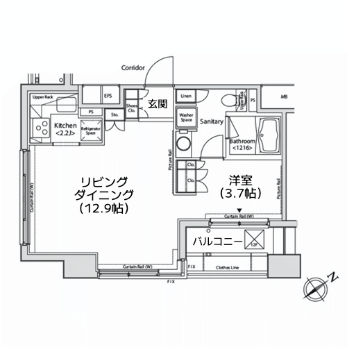 カスタリア目黒かむろ坂 - 間取り図