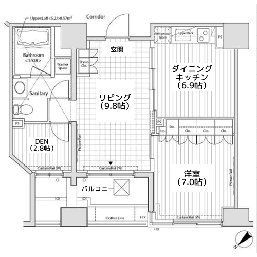 カスタリア目黒かむろ坂 - Nタイプ 間取り図