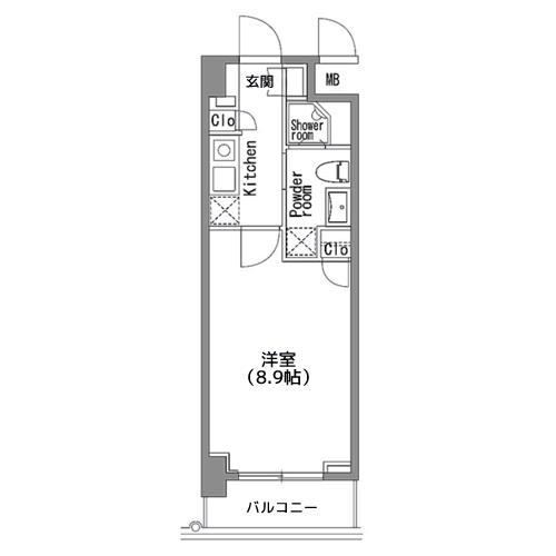 カスタリア中目黒 - 2E-3タイプ間取り図