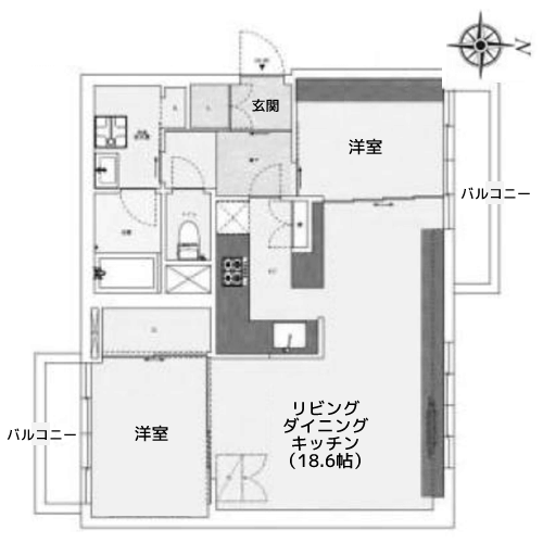 田園マンション - 間取り図