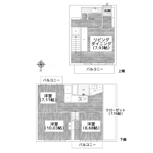 田園マンション - 間取り図