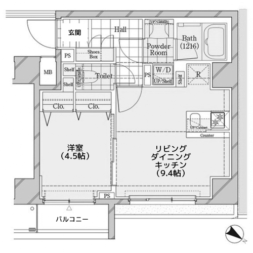 ディームス品川戸越 - E-Fgタイプ・間取り図