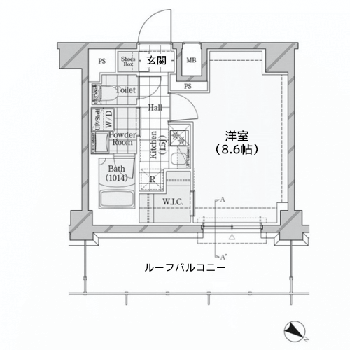 シェル品川戸越 - E-I1rタイプ・間取り図