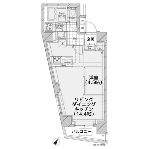 シェル品川戸越 - S-Dタイプ・間取り図