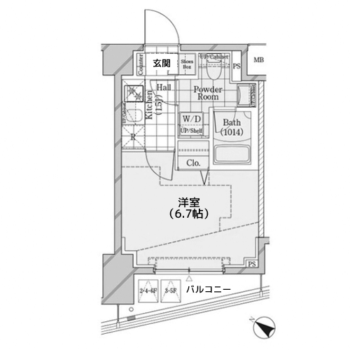 ディームス品川戸越 - W-Dタイプ・間取り図