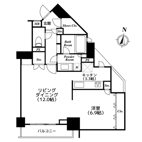 ドゥーエ西麻布Ⅱ - 間取り図