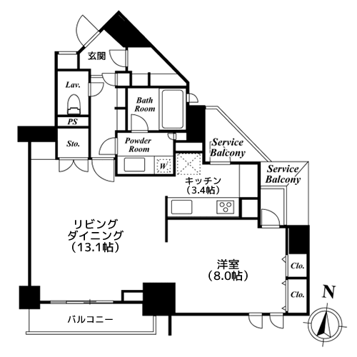 ドゥーエ西麻布Ⅱ - 間取り図