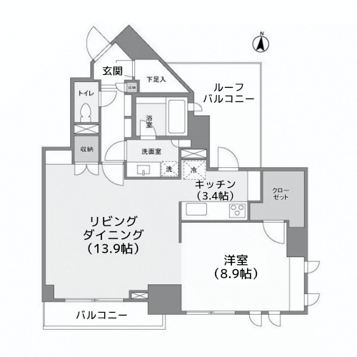 ドゥーエ西麻布Ⅱ - 間取り図