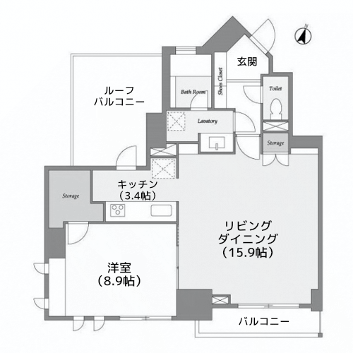 ドゥーエ西麻布Ⅱ - 間取り図
