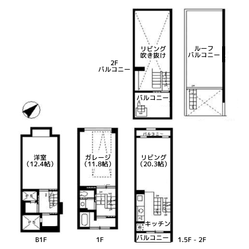 Garage House 10.9K tokyo - 間取り図