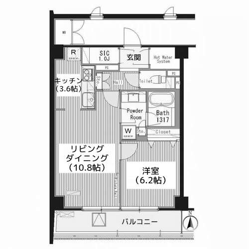 グランドゥール代々木大山 - F2反転タイプ・間取り図
