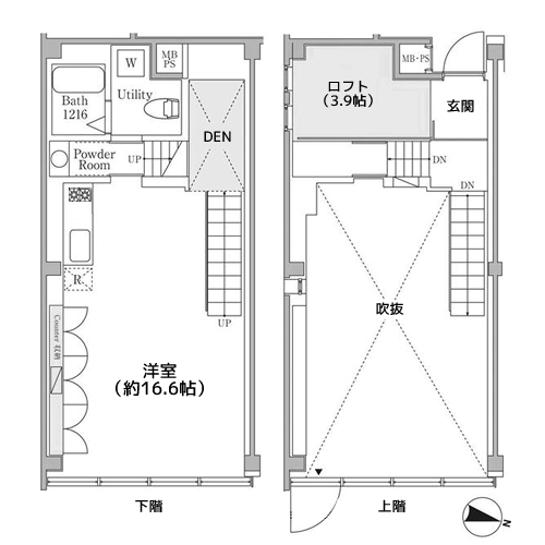 南麻布スキップフラット - 間取り図