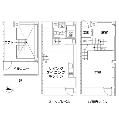 南麻布スキップフラット - 間取り図