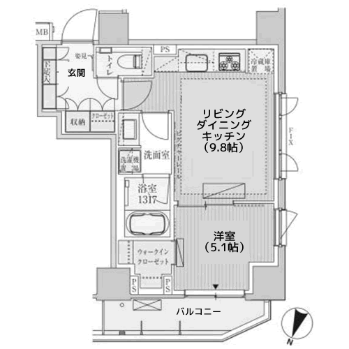 パークアクシス赤坂見附 - 間取り図