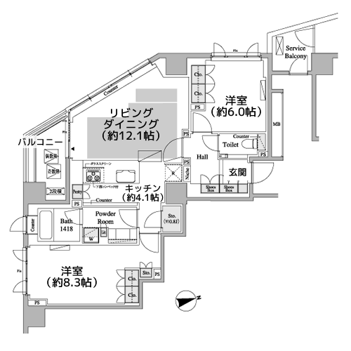 パークアクシス代官山 - 間取り図