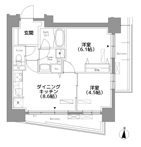 パークアクシス錦糸町 - 間取り図