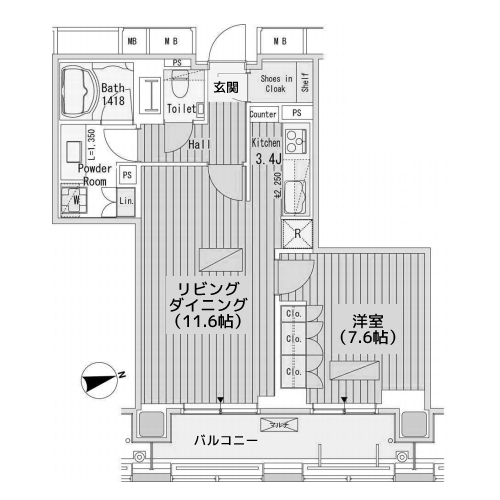 パークアクシス御成門 - 間取り図