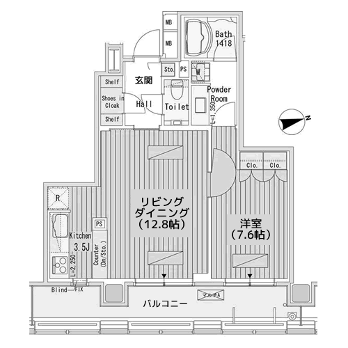 パークアクシス御成門 - 間取り図