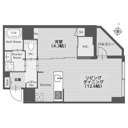 パークルール恵比寿 - 間取り図