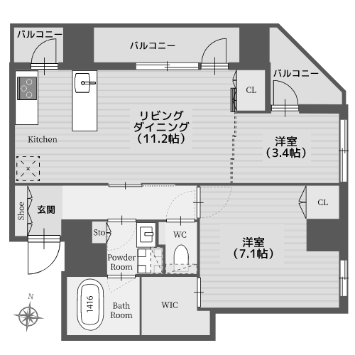 パークルール恵比寿 - 間取り図