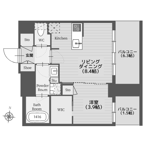 パークルール恵比寿 - 間取り図