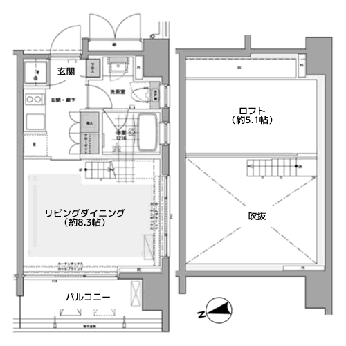 プライムアーバン芝浦LOFT - 間取り図