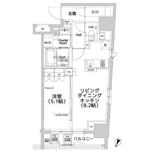 プラウドフラット三越前 - 間取り図