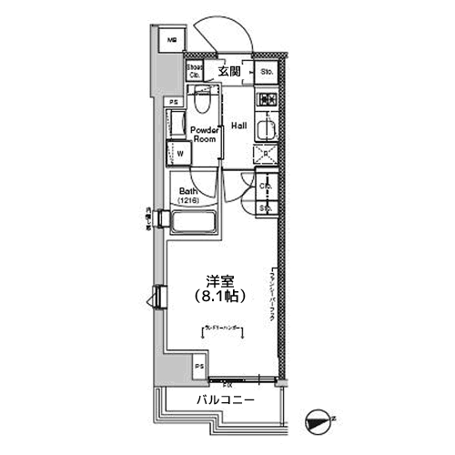 プラウドフラット門前仲町V - 間取り図