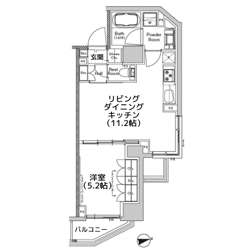プラウドフラット門前仲町V - 間取り図