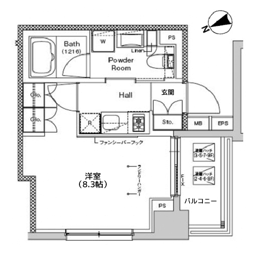 プラウドフラット門前仲町V - 間取り図