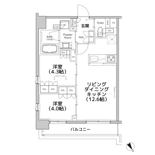 プラウドフラット渋谷富ヶ谷 - 間取り図