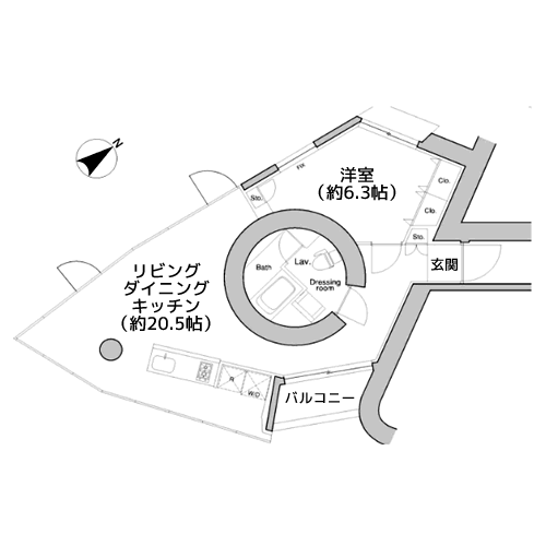 プラウドフラット新宿御苑 - 間取り図