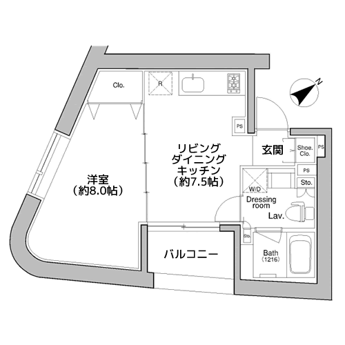 プラウドフラット新宿御苑 - 間取り図
