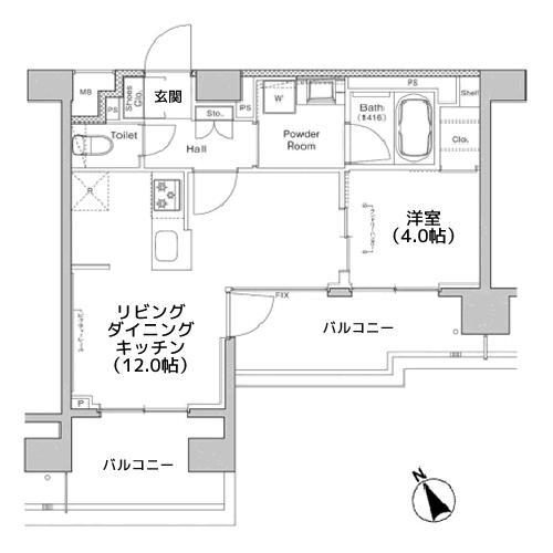 プラウドフラット戸越公園 - 間取り図