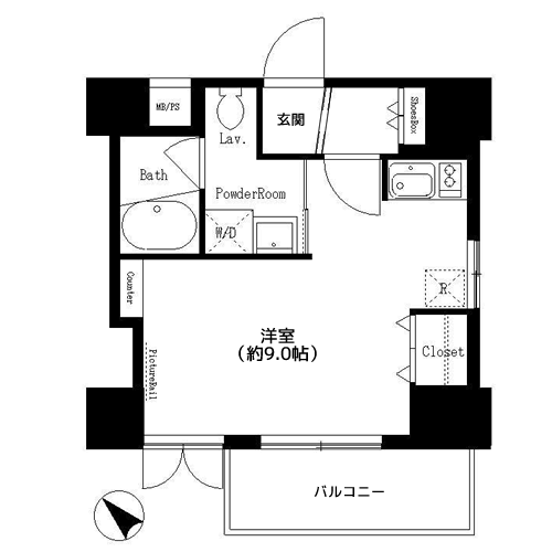 レジディア恵比寿 - Br1タイプ・間取り図