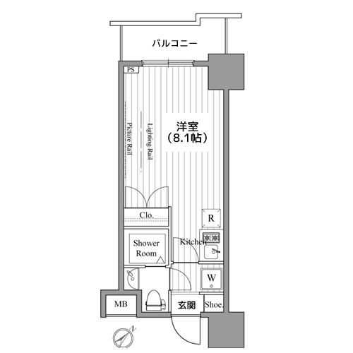 レジディア東銀座 - H-2Sタイプ・間取り図