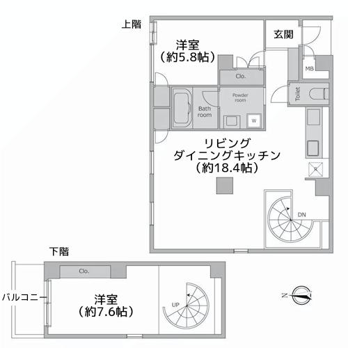 レジディア自由が丘Ⅱ - 間取り図