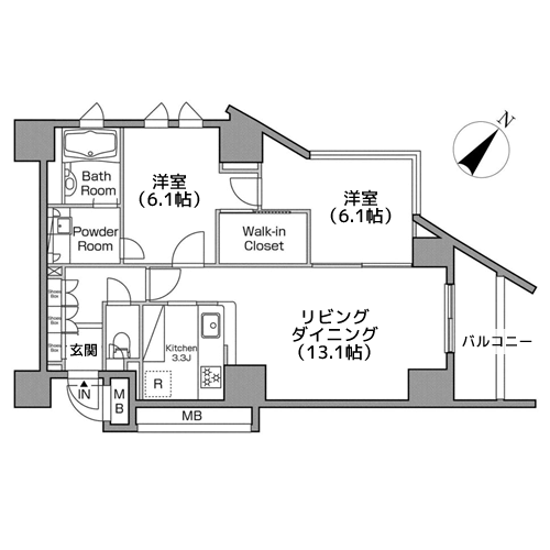 レジディアタワー中目黒 - A-D4タイプ 間取り図