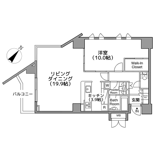 レジディアタワー中目黒 - A-E4タイプ・間取り図