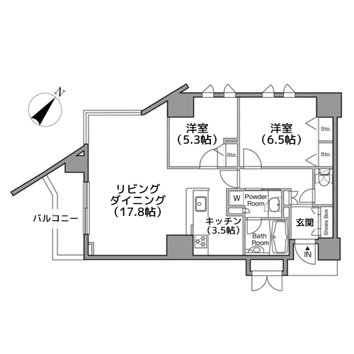 レジディアタワー中目黒 - A-Eタイプ 間取り図