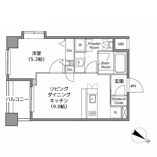 レジディアタワー中目黒 - B-Cタイプ 間取り図
