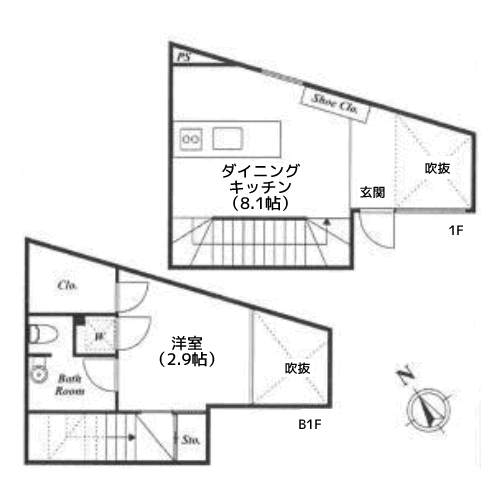 サンフェル神宮前 - Fタイプ・間取り図